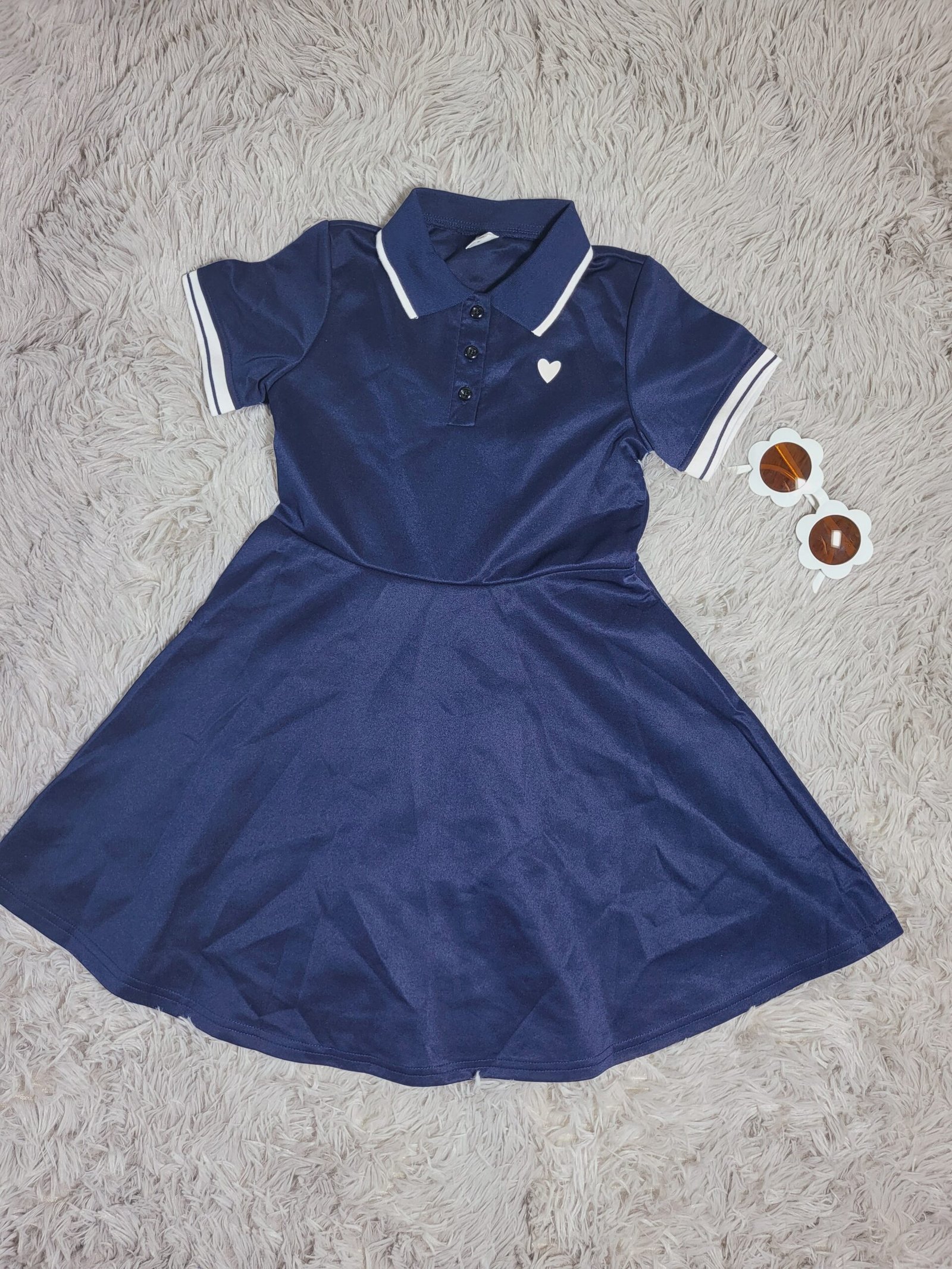 VESTIDO PARA NIÑA AZUL CON CUELLO POLO – ESTILO CASUAL Y MODERNO #7