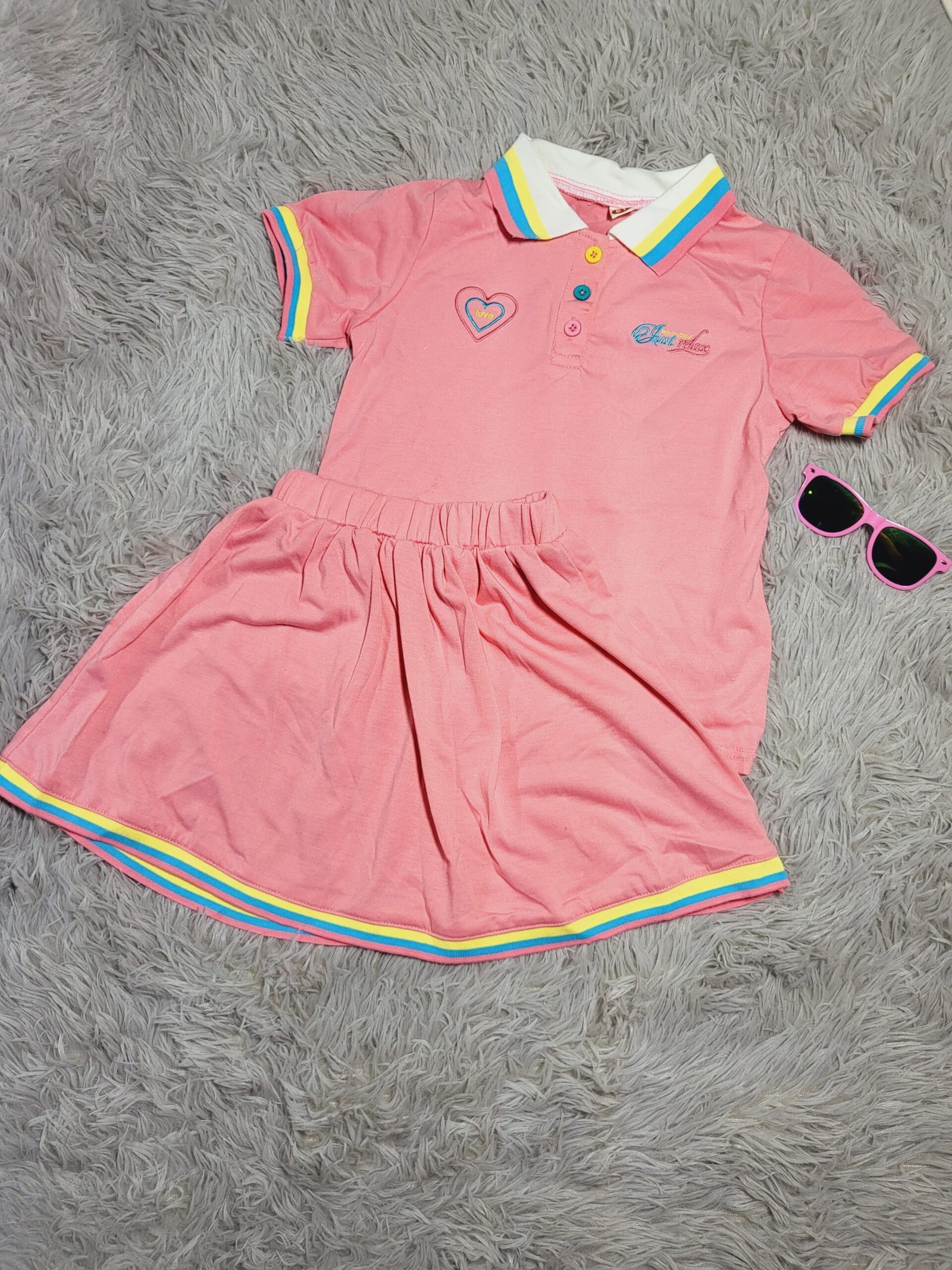 VESTIDO PARA NIÑA ROSADO CON DETALLES MULTICOLOR – ESTILO CASUAL Y DIVERTIDO #6