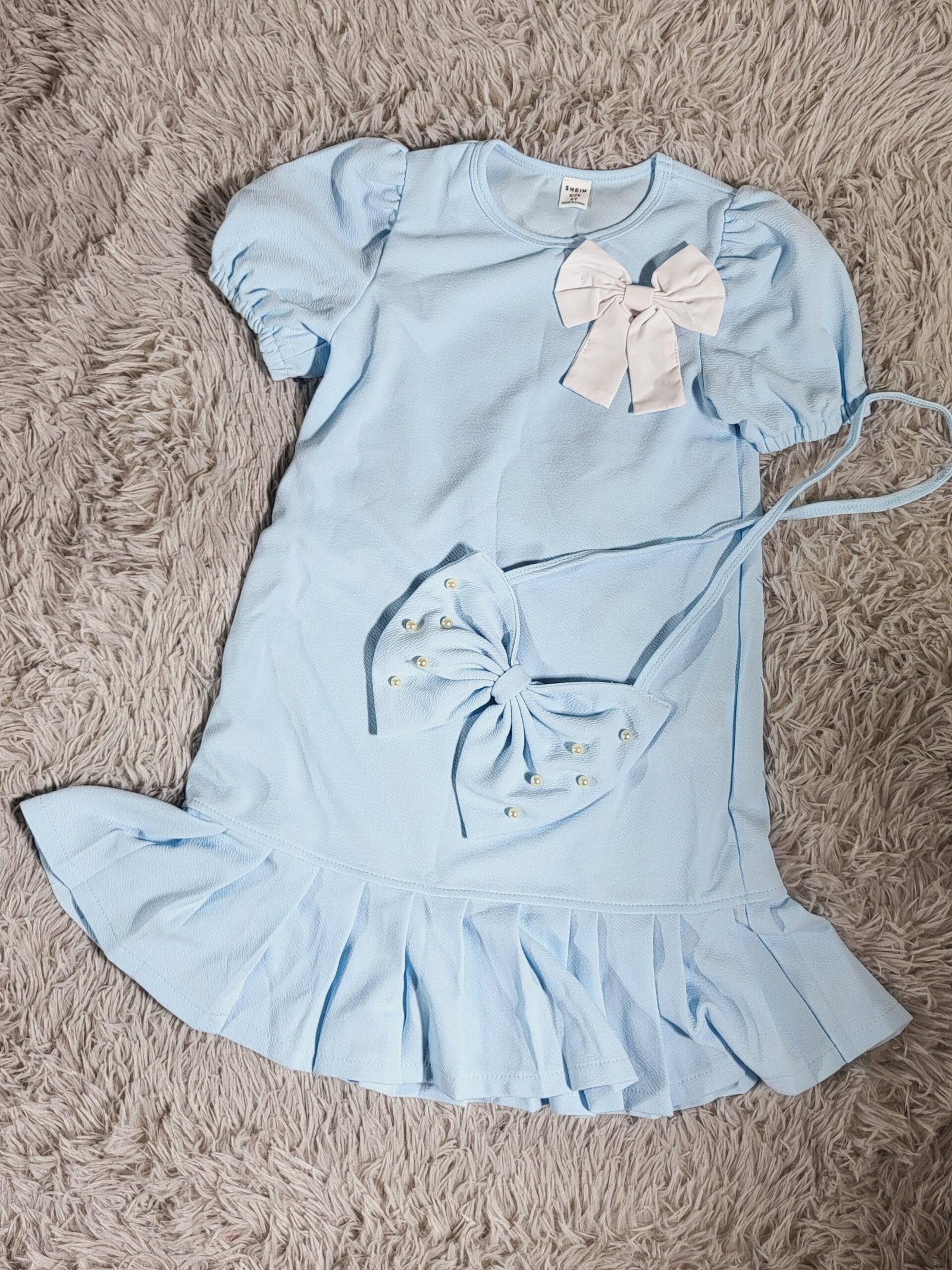 VESTIDO PARA NIÑA AZUL CON LAZO DECORATIVO – ESTILO ELEGANTE Y DELICADO #7