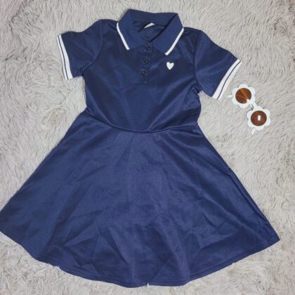 VESTIDO PARA NIÑA AZUL CON CUELLO POLO – ESTILO CASUAL Y MODERNO #7