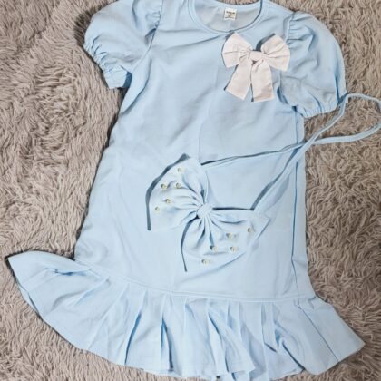 VESTIDO PARA NIÑA AZUL CON LAZO DECORATIVO – ESTILO ELEGANTE Y DELICADO #7