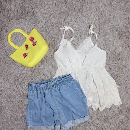 CONJUNTO PARA NIÑA BLUSA BLANCA Y SHORT JEANS – ESTILO FRESCO Y CASUAL #7